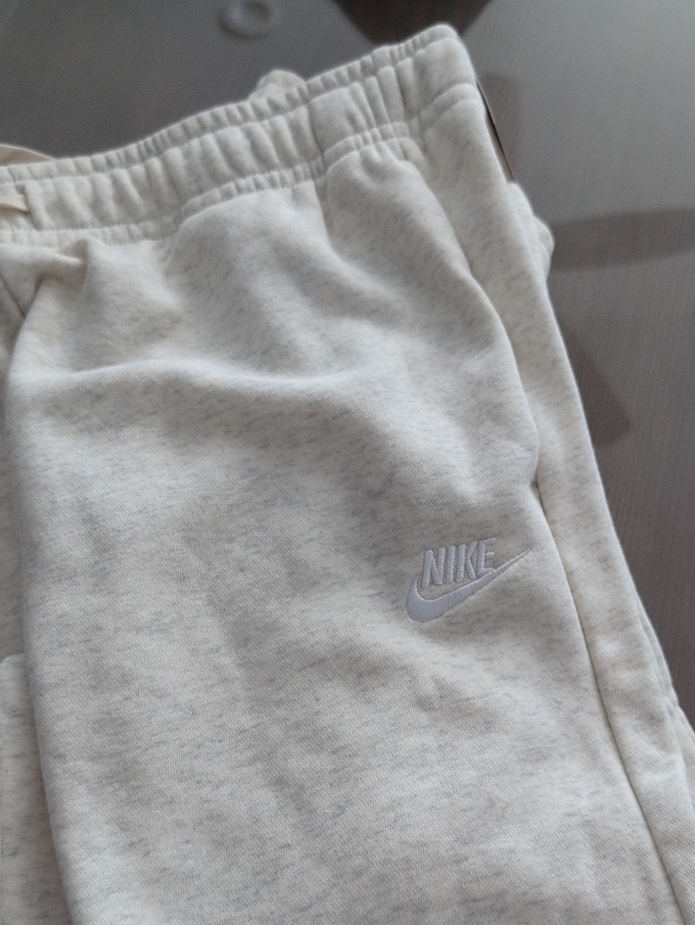 Nike Women's Midrise Wide Leg Sweat Pants Light Oatmeal Color